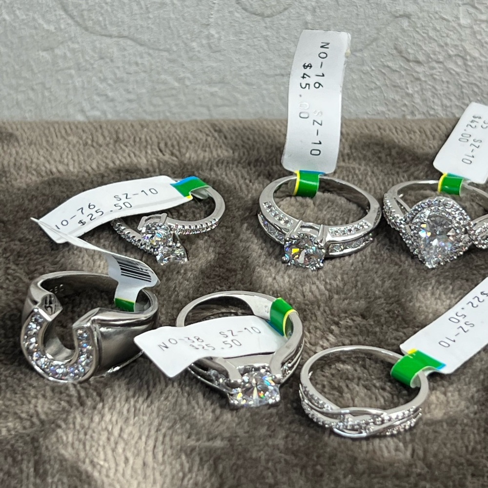 Glam Statement Rings Lot • Size 10 • Sparkling Cubic Style Bling Set